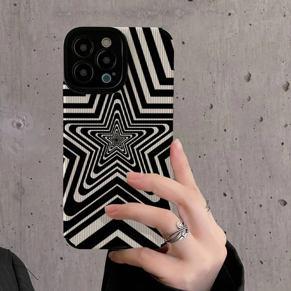 Fashion Black & White Spiral Pattern iPhone Case - HoHo Cases Pentagram / For iPhone 14 Pro Max (6.7")