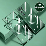 Luxury Magsafe Plating Clear Samsung Galaxy Case - HoHo Cases For Samsung Galaxy S23 / Green