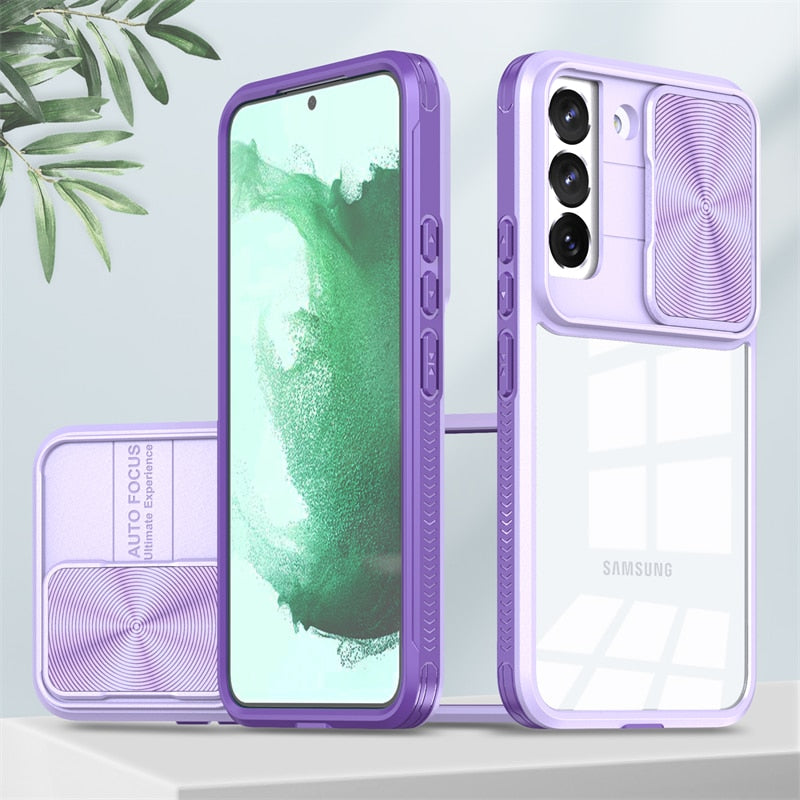 Stylish Transparent Samsung Case with Camera Cover - HoHo Cases Samsung Galaxy A73 / Purple