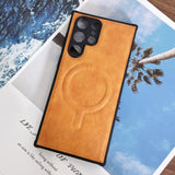 Leather Camera Protection MagSafe Samsung Case - HoHo Cases Samsung Galaxy S22 / Yellow