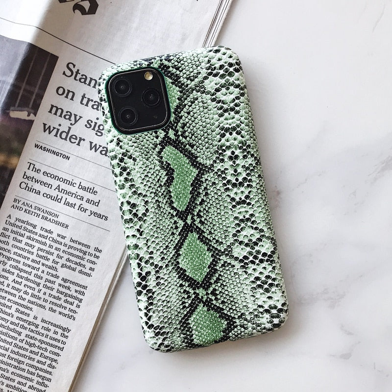 Luxury Chic Snake Texture Leather iPhone Case - HoHo Cases For iPhone 14 Pro Max / E