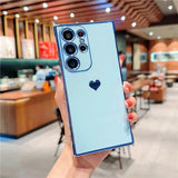 Plating Cute Love Silicone Samsung Galaxy Case - HoHo Cases Samsung Galaxy S24 Ultra / Blue
