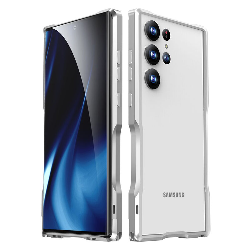 Luxury Metal Frame Samsung Galaxy Case - HoHo Cases For Samsung Galaxy S23 Ultra / Silver