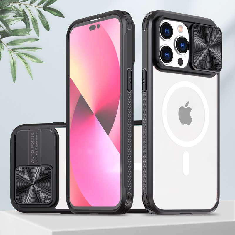 Luxury Transparent MagSafe iPhone Case with Camera Cover - HoHo Cases For iPhone X / Black
