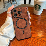 Luxury Retro Matte Leather MagSafe iPhone Case - HoHo Cases For iPhone X XS / Coffee