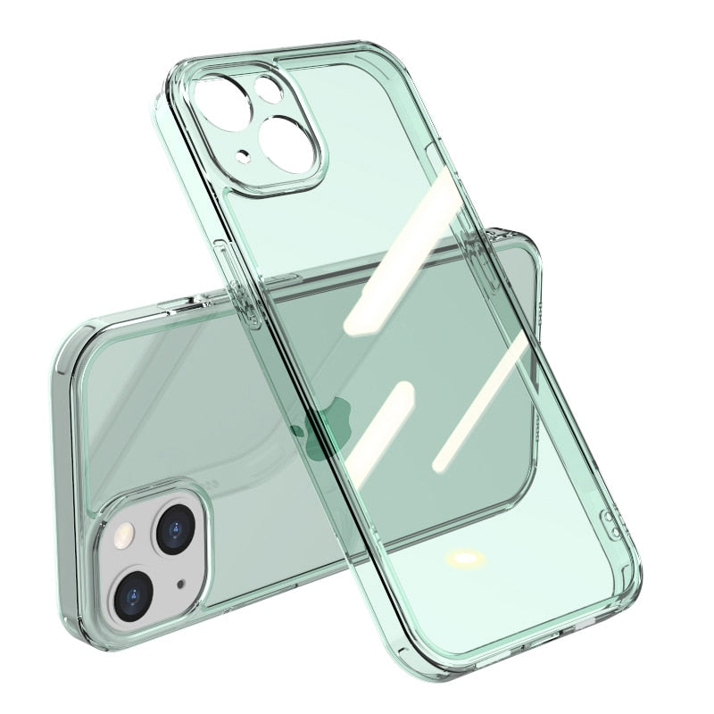 Transparent Tempered Glass iPhone Case - HoHo Cases iPhone 15 Pro Max / Clear Green