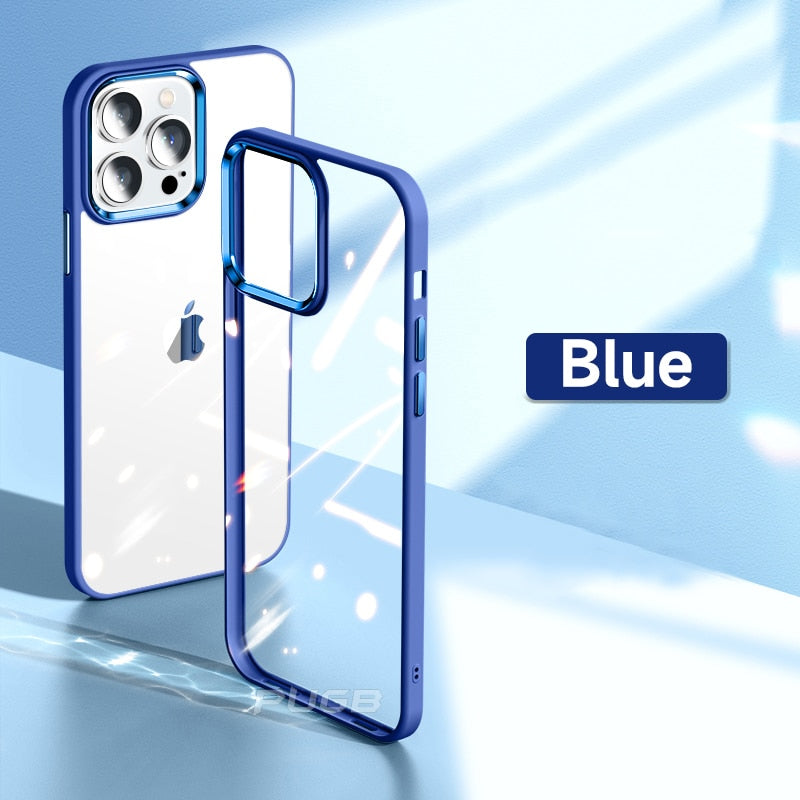 Luxury Metal Armor Transparent iPhone Case - HoHo Cases For iPhone 11 / blue