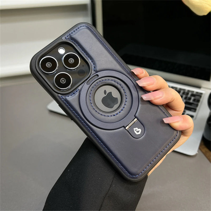 Luxury Magnetic Stand-Ring iPhone Case with Logo Cover