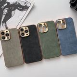 Electroplated Frame Lambskin iPhone Case - HoHo Cases