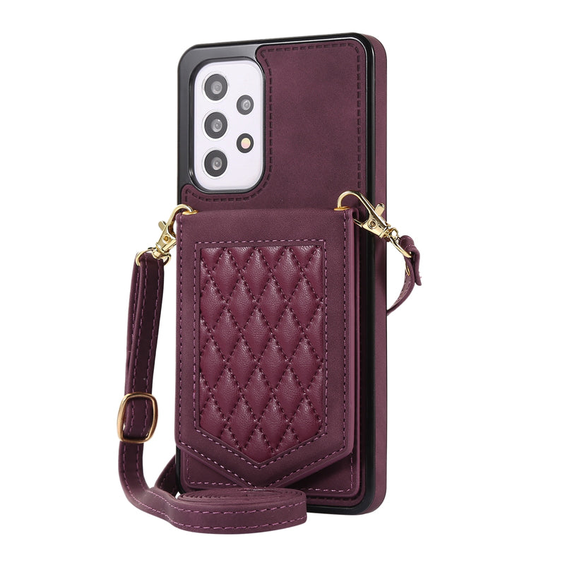 Crossbody Mirror Lanyard Wallet Samsung Galaxy Case - HoHo Cases For Samsung Galaxy S23 Ultra / Red