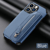Zipper Wallet Carbon Fiber iPhone Case