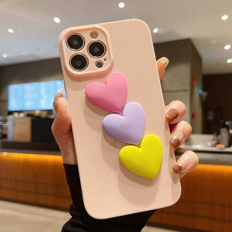 Cute Love Heart Candy Color iPhone Case - HoHo Cases For iPhone 14 / Pink