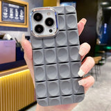 Electroplated Concave Grid iPhone Case - HoHo Cases Gray / For iPhone 12