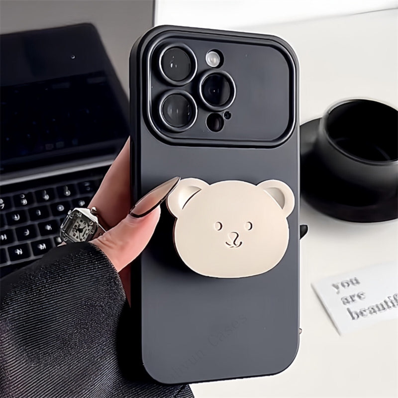 Cute 3D Bear Holder Gradient iPhone Case