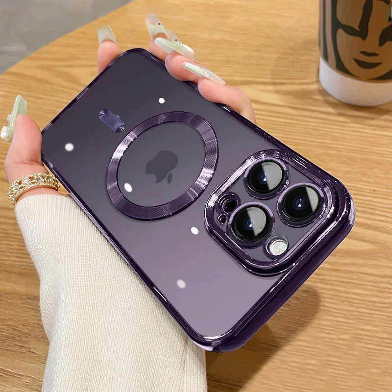 Luxury Wireless Charge Cover With Lens Protector iPhone Case