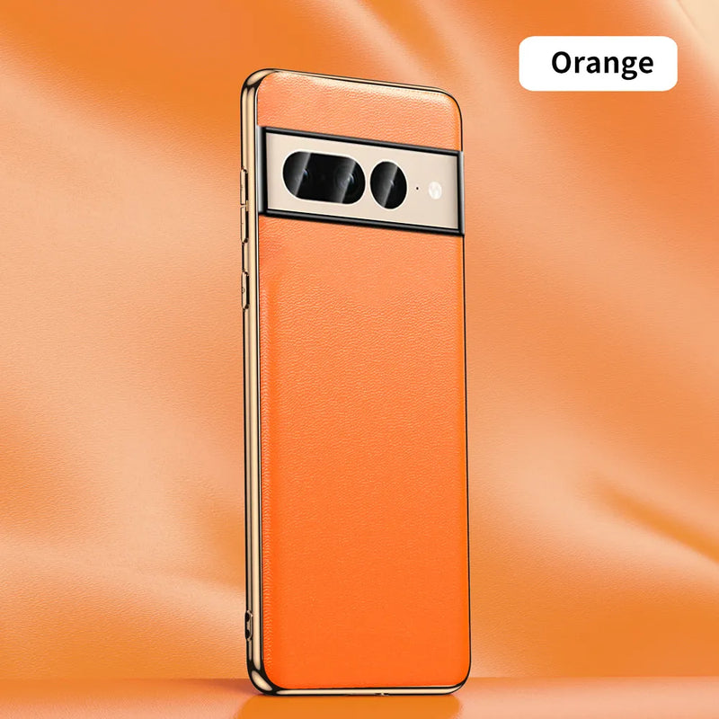 Luxury Genuine Leather Plating Google Pixel Case - HoHo Cases Google Pixel 8 Pro / Orange