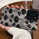 Fashion Sheepskin Retro Rose Pattern iPhone Case - HoHo Cases