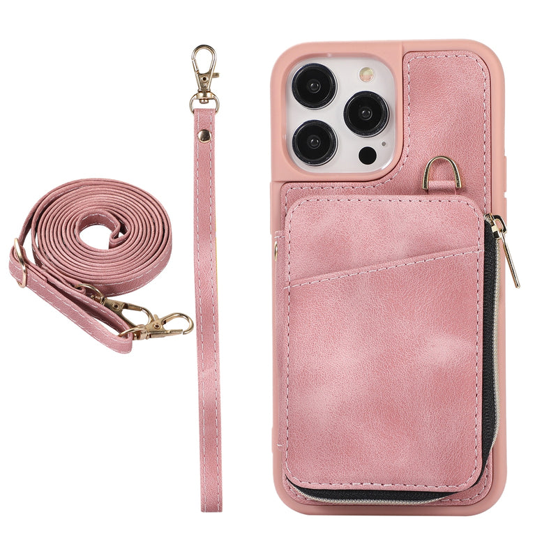 Crossbody Leather Zipper iPhone Case