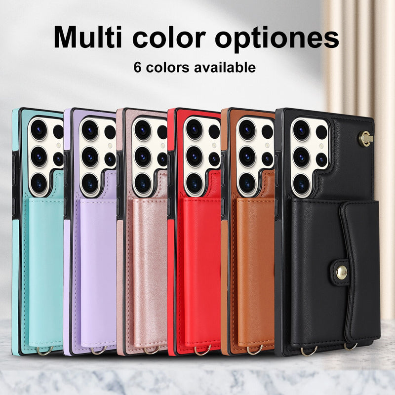 Lanyard Leather Multi Cards Wallet Samsung Galaxy Case - HoHo Cases