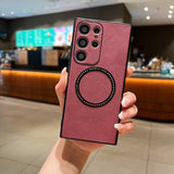 Shockproof Suede Leather MagSafe Samsung Case