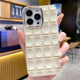 Electroplated Concave Grid iPhone Case - HoHo Cases White / For iPhone 12