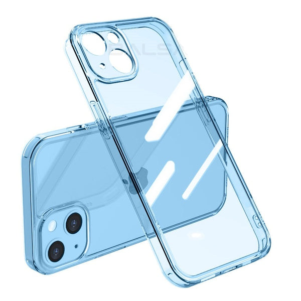Transparent Tempered Glass iPhone Case - HoHo Cases iPhone 15 Pro Max / Clear Blue