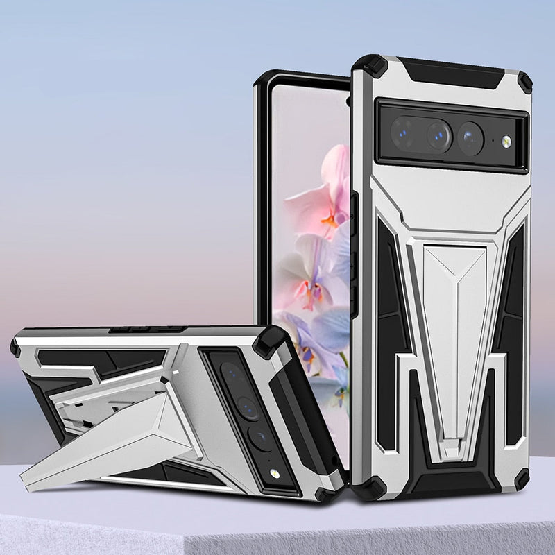 Magnetic Military Grade Google Pixel Case with Kickstand - HoHo Cases For Google Pixel 6 / Silver