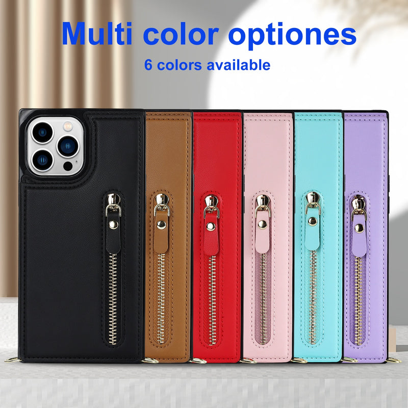 RFID Zipper Wallet Lanyard iPhone Case