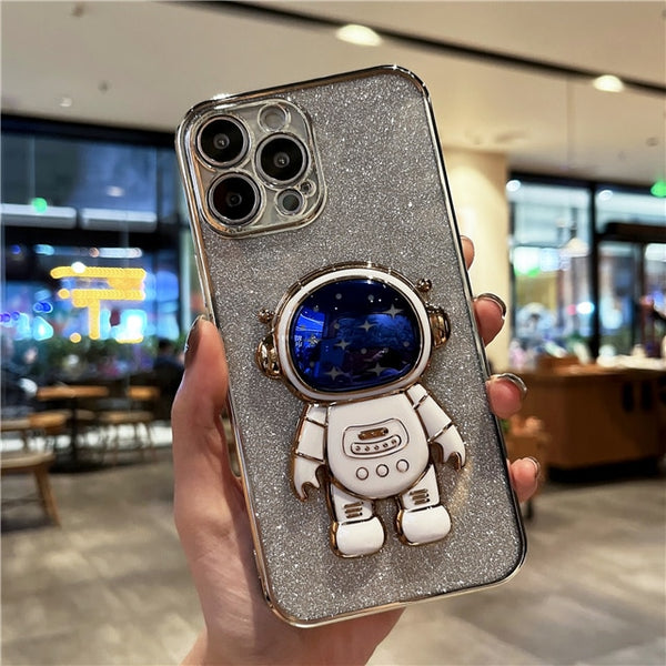 Luxury Plating Glitter Astronaut iPhone Case - HoHo Cases iPhone 14 Pro Max / Silver White Case / China