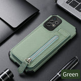 Leather Zipper Carbon Fiber Samsung Galaxy Case - HoHo Cases For Samsung Galaxy S20 / Green