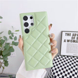 Candy Color Leather Diamond Lattice Samsung Case - HoHo Cases Samsung Galaxy S23 / Green