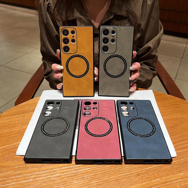 Shockproof Suede Leather MagSafe Samsung Case
