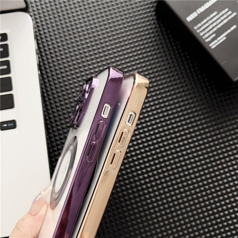 Classic Plating Transparent MagSafe iPhone Case