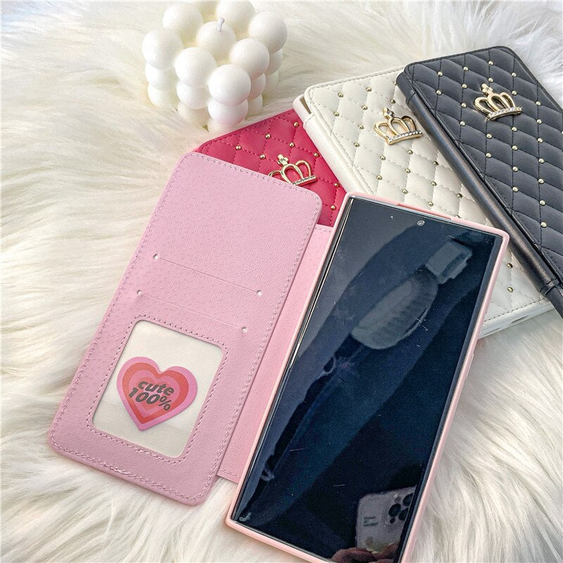 Luxury Quilted Wallet Card Holder Samsung Flip Cover - HoHo Cases
