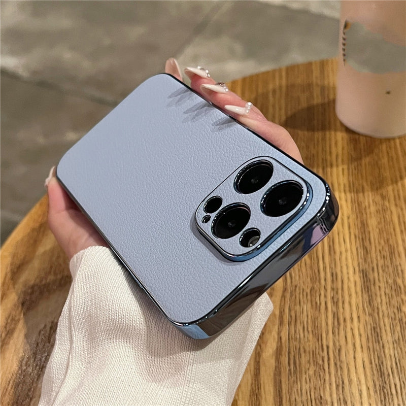 Luxury Lambskin Leather Shockproof iPhone Case
