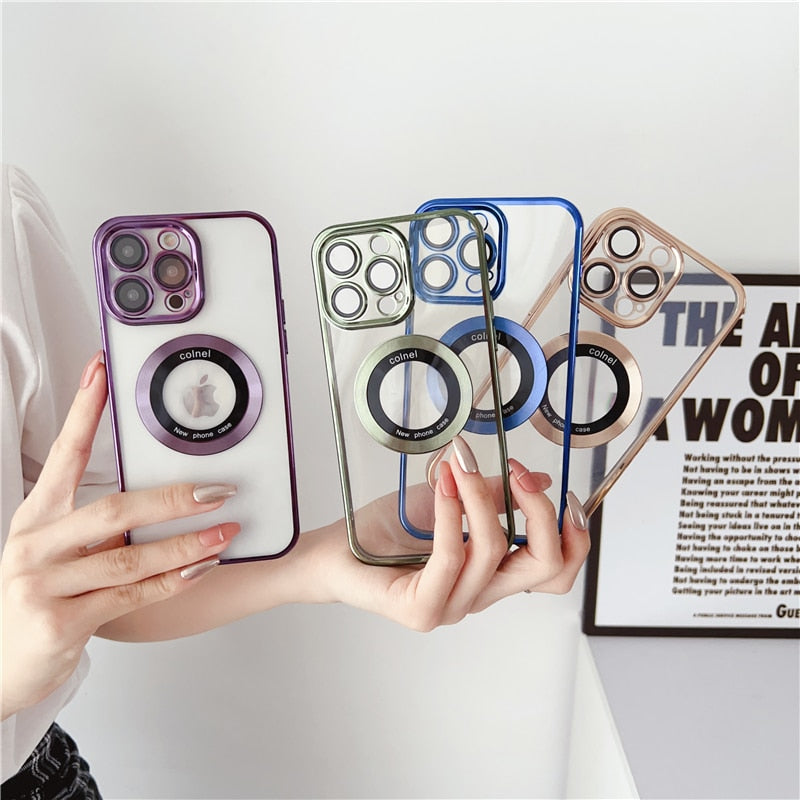 Classic Plating Transparent MagSafe iPhone Case