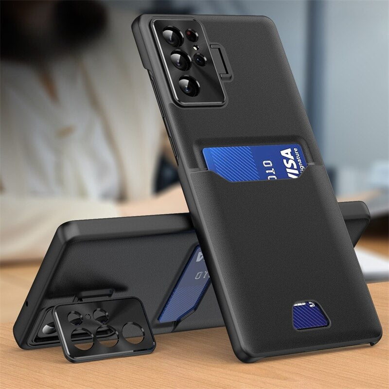 Luxury Leather Samsung Galaxy Case with Card Holder - HoHo Cases For Samsung Galaxy Note 20 / Black