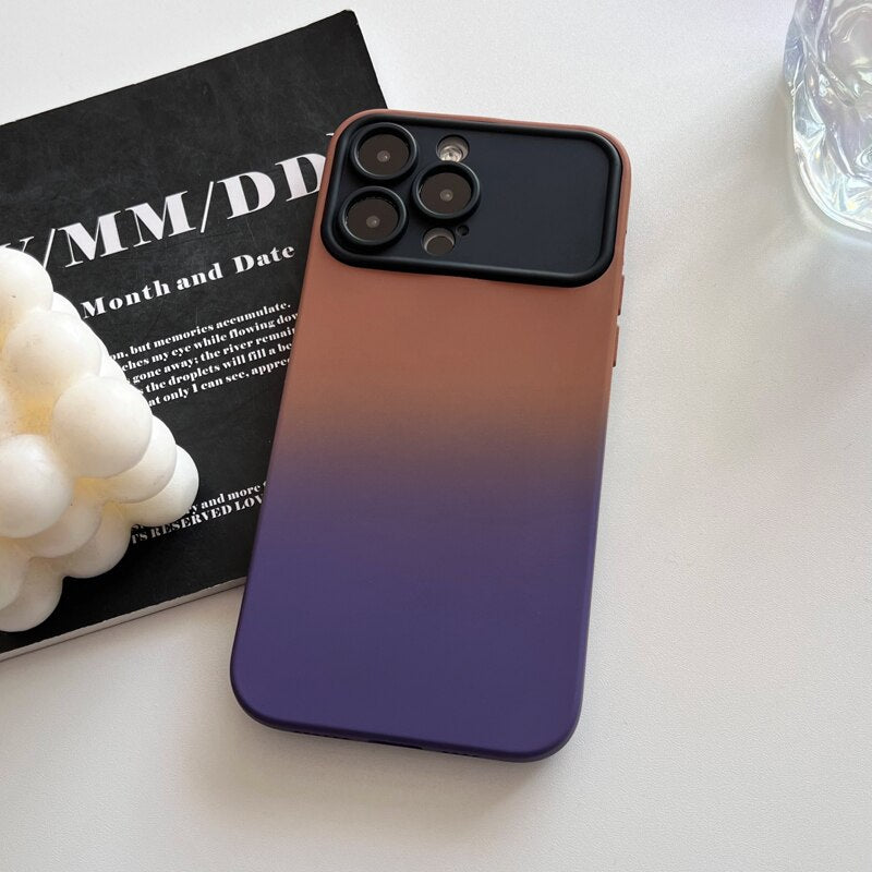 Luxury Big Window Gradient Silicone iPhone Case - HoHo Cases For iPhone 11 / Coffee Purple