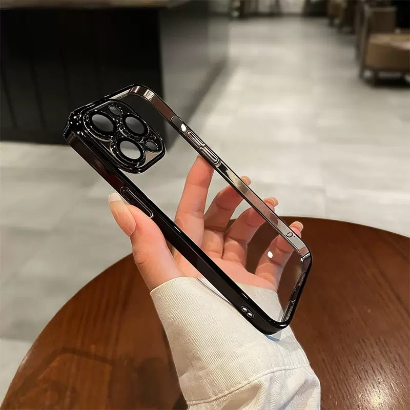Luxury Plating Transparent Silicone iPhone Case - HoHo Cases black / For iPhone 12