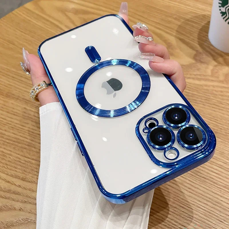 Luxury Wireless Charge Cover With Lens Protector iPhone Case