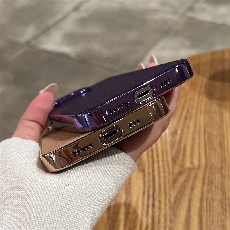 Luxury Lambskin Leather Shockproof iPhone Case