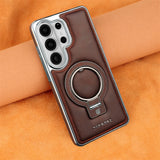 Wireless Charging Leather Samsung Cases with Ring Stand