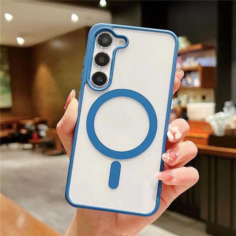 Acrylic Shockproof MagSafe Transparent Samsung Case - HoHo Cases Samsung Galaxy S23 / Navy Blue