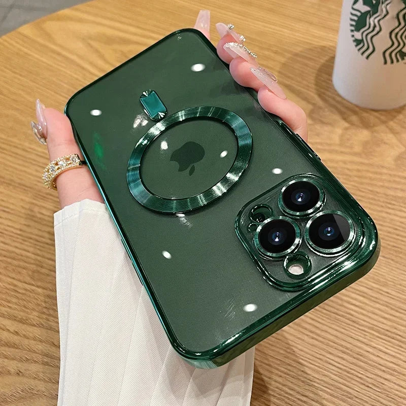 Luxury Wireless Charge Cover With Lens Protector iPhone Case
