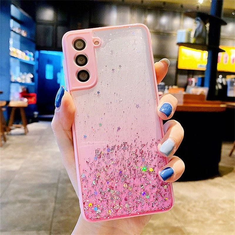 Clear Luxury Glitter Samsung Galaxy Case - HoHo Cases Samsung Galaxy S23 / Pink