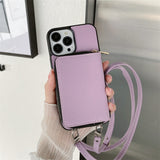 Luxury Crossbody Zipper Wallet iPhone Case - HoHo Cases For iPhone 14 / Purple / Case & Strap