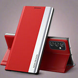 Plating Leather Magnetic Flip Samsung Galaxy Case - HoHo Cases For Samsung Galaxy S21 Ultra / Red