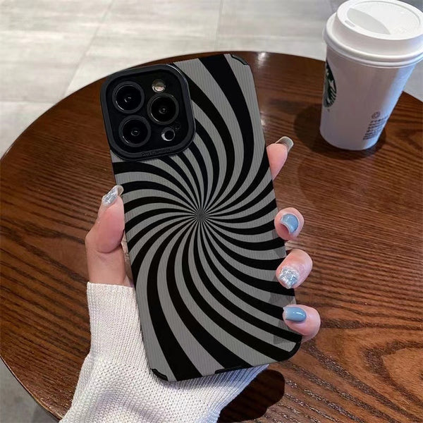 Fashion Black & White Spiral Pattern iPhone Case - HoHo Cases Spiral Pattern / For iPhone 14 Pro Max (6.7")