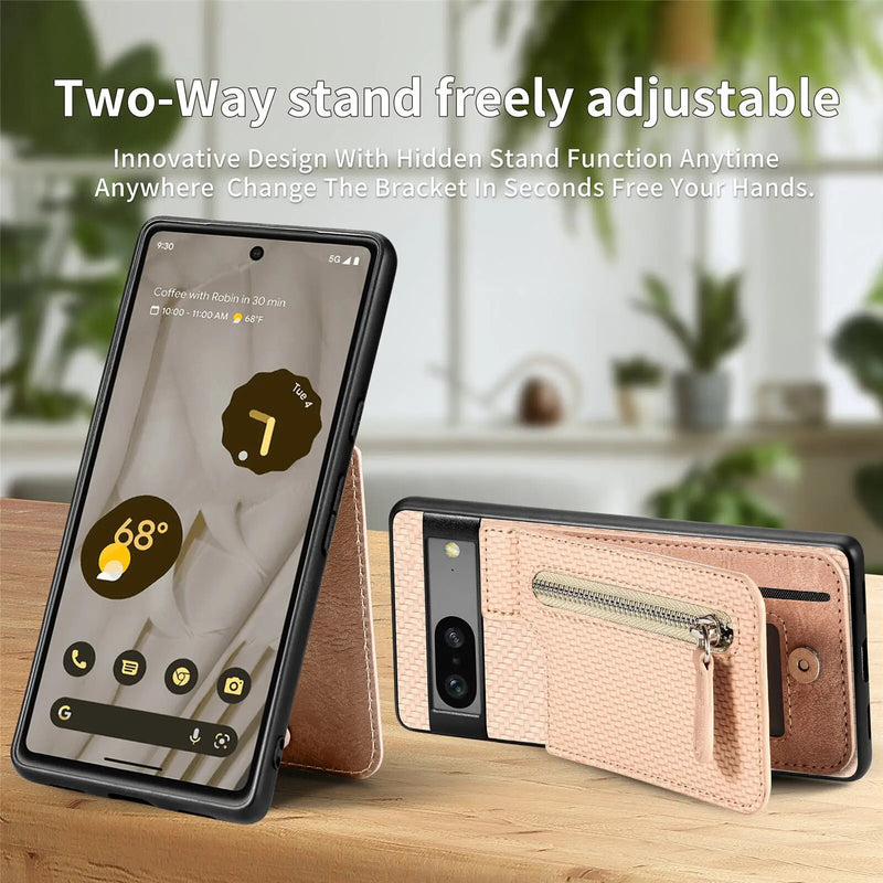 Carbon Fiber Flip Wallet Google Pixel Case