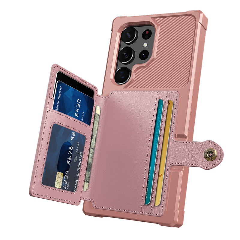 Leather Flip Wallet Samsung Galaxy Case - HoHo Cases Samsung Galaxy S23 / Rose Gold / China